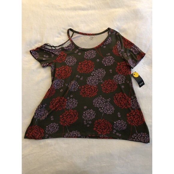 ANA Tops - NWT ANA Womens Medium Short Sleeve Shirt Top Scoop Neck Floral Off Shoulder